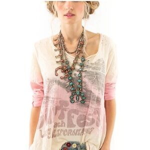 Magnolia Pearl Pink and Cream Long Sleeve Dylan Surf Fest Long Beach Tee OSFM